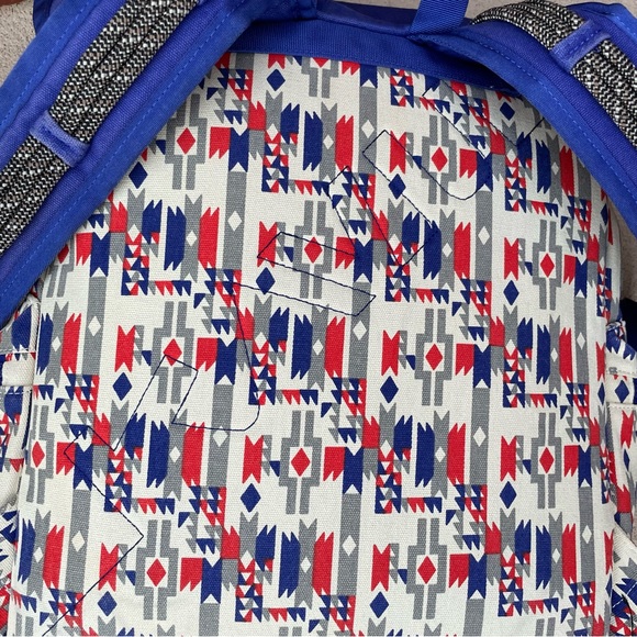 Kavu Libby Canvas Backpack in Rare Festive Indigo,/Burnt Orange Aztec Design - Picture 7 of 13